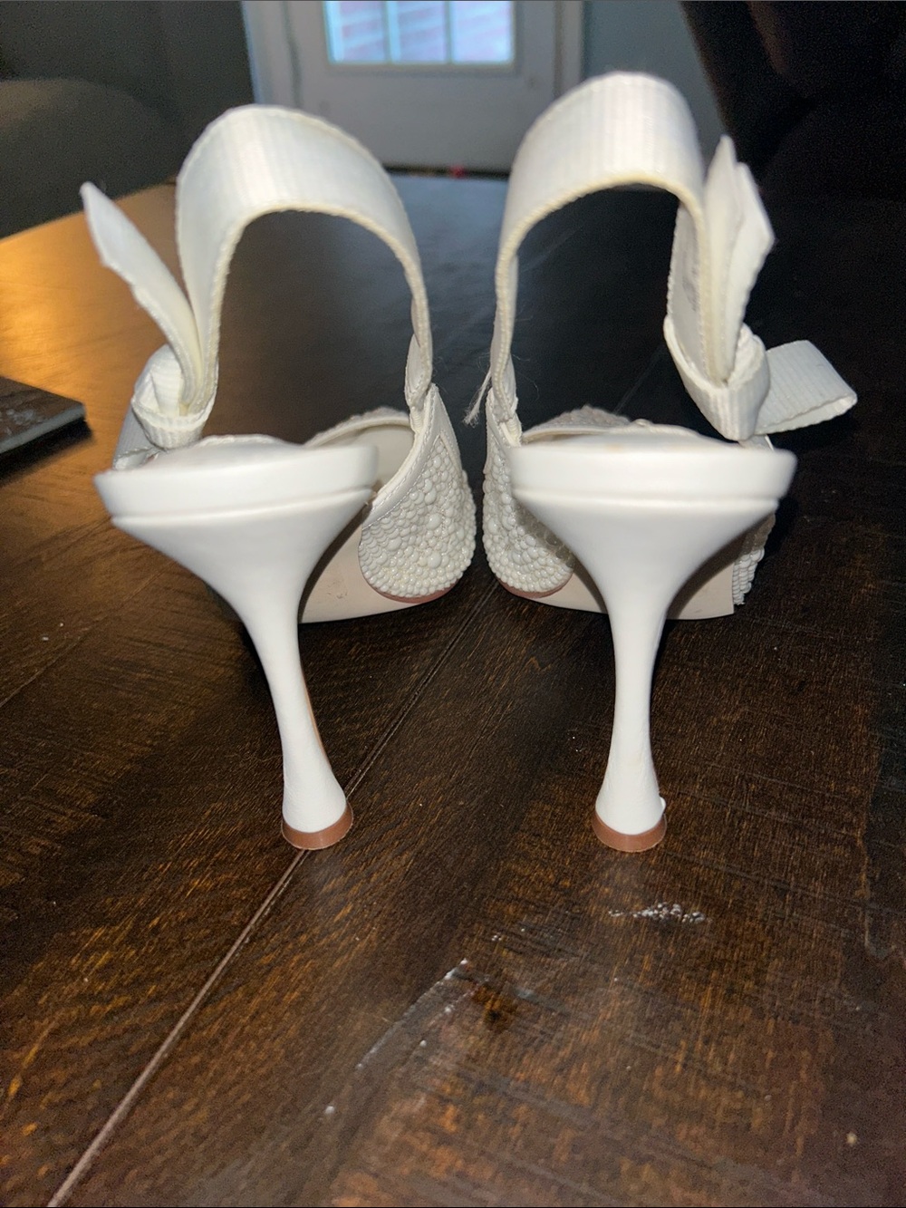 White Beaded Steve Madden Bridal Heels - Picture 2 of 4